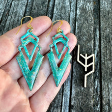 Load image into Gallery viewer, Patina Triangle Earrings