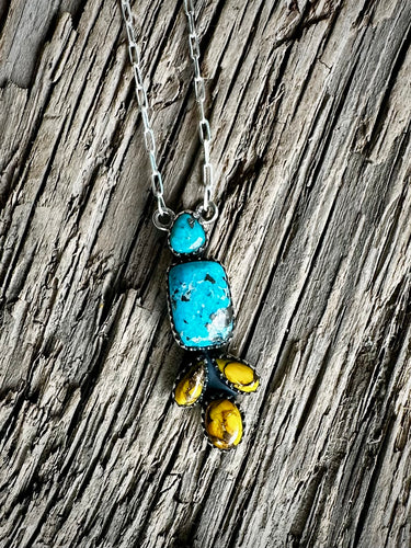 White Water and Honey Dahlia Turquoise Necklace